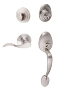 15 Alta Handleset with Single Cylinder Deadbolt and Door Knob and Rosette, Satin Nickel G300