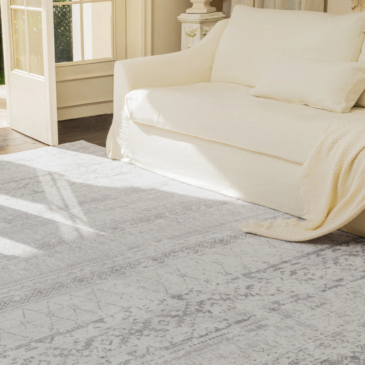 5'x8' Washable Boho Geometric Area Rug Grey T256520