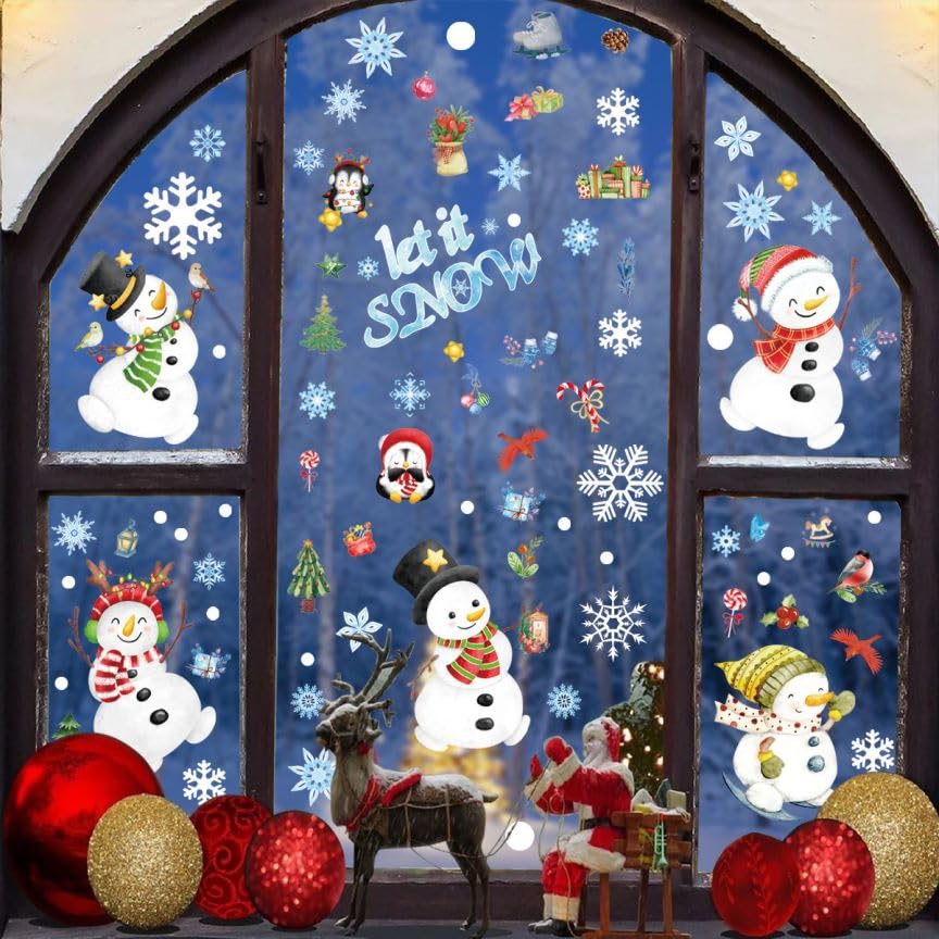 Glitter Blue Snowflake Window Clings A550223