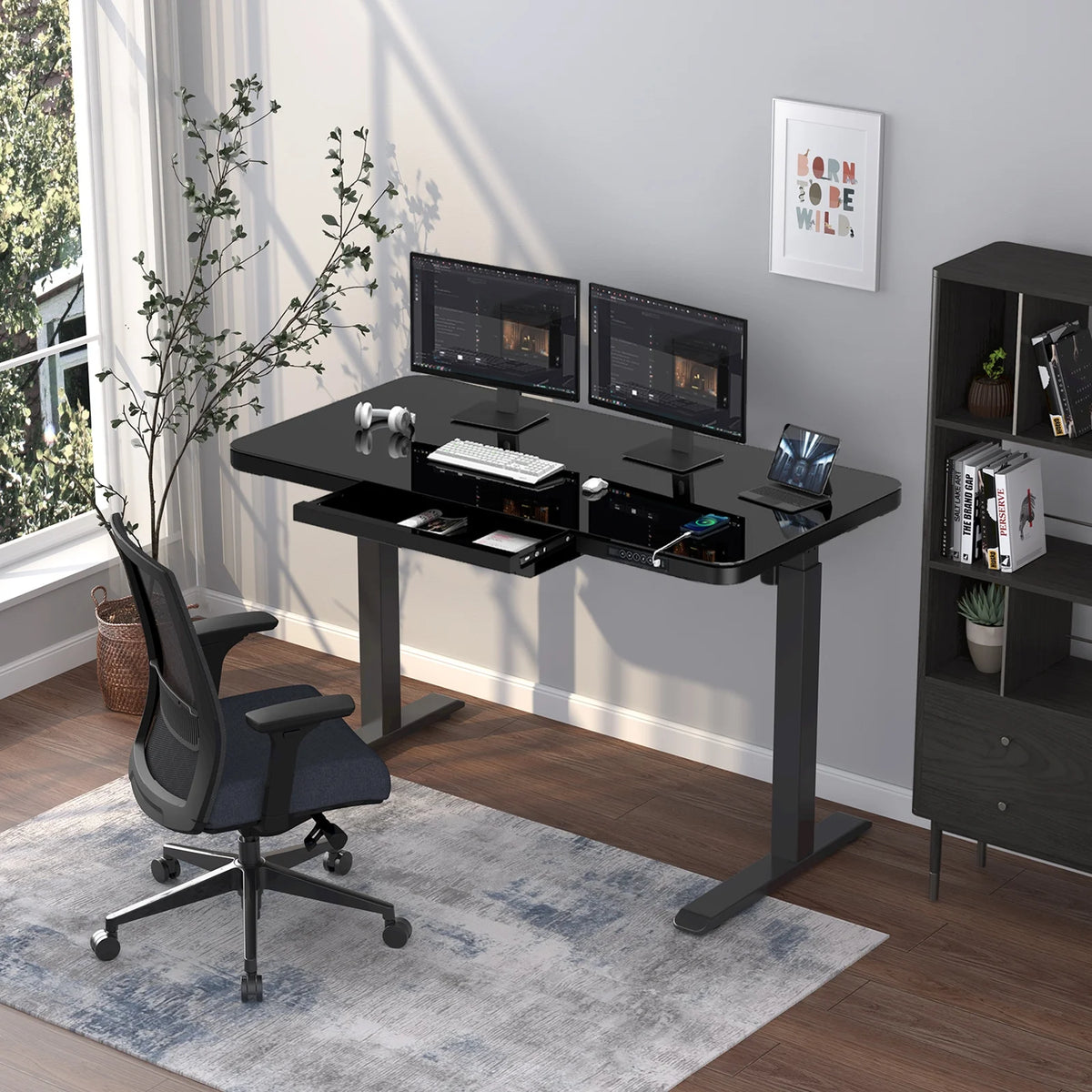 45 Inch Adjustable Height Standing Desk with Drawers O7465