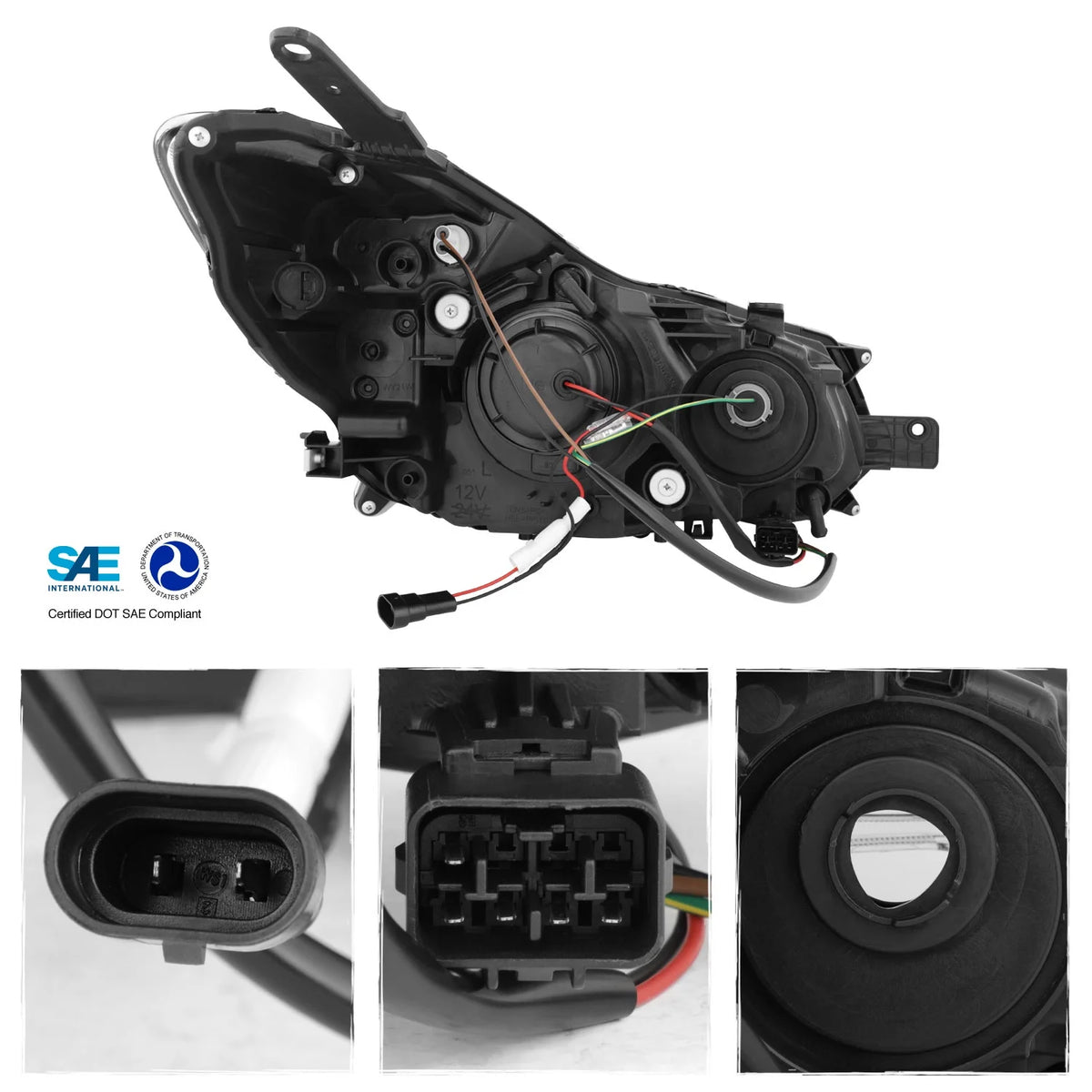 Black Halogen Projector Headlights with Tube Parking Lamp E635