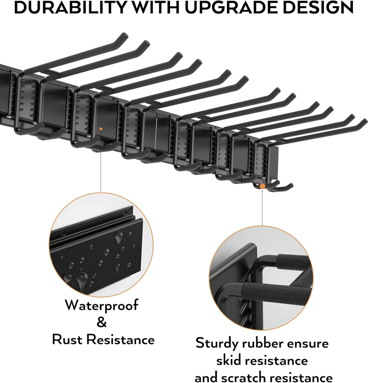 48 Inch Wall Mounted Tool Storage Rack with 6 Adjustable Hooks and 3 Rails Pack of 2 A7961