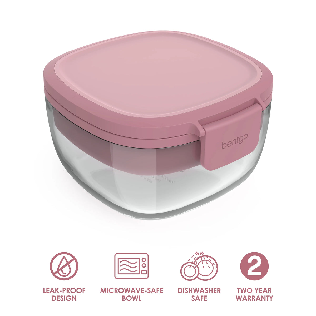 Leak-Proof Glass Salad Container with 61-oz Bowl, 4-Compartment Tray, 3-oz Sauce Container, and Reusable Fork (Dark Gray) Y726