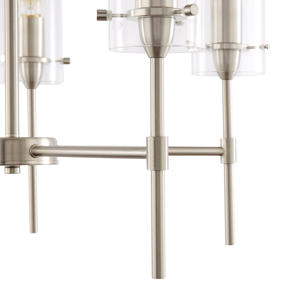 Satin Nickel 5-Light Chandelier Pendant with Clear Glass Shades U114