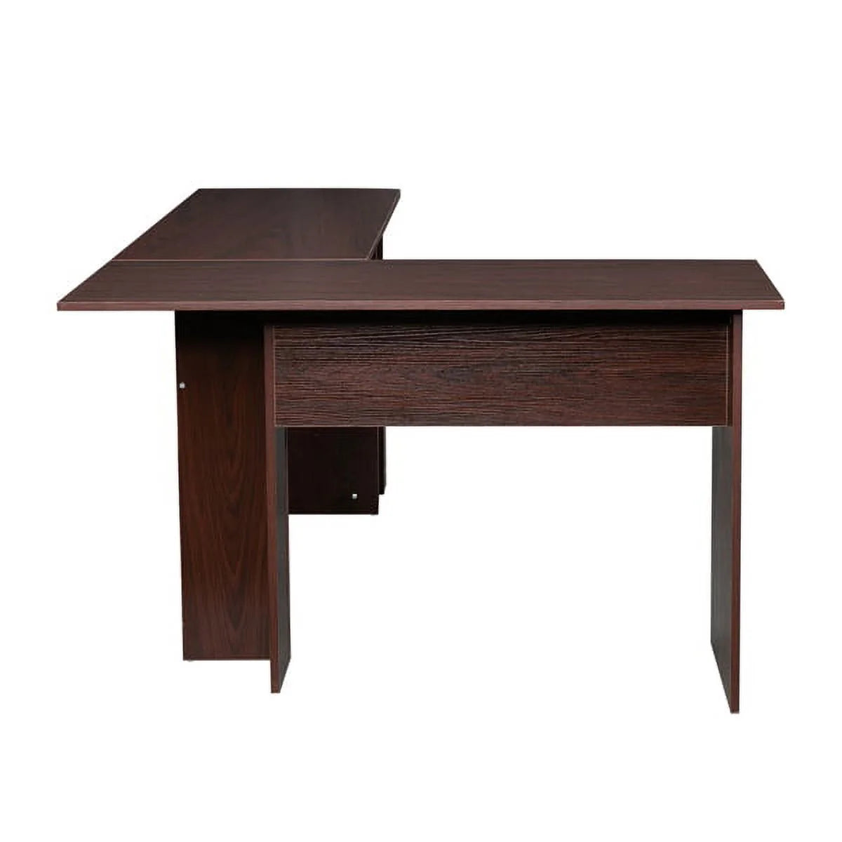 L-Shaped Wood Computer Desk with Shelves Dark Brown L770301