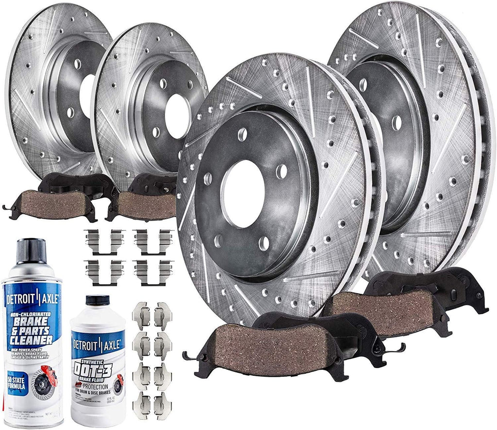 Front & Rear Drilled and Slotted Disc Rotors Brake Pads Kit 10pc Set L538001