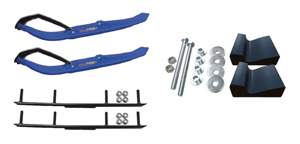 Blue MTX Snowmobile Skis with 4" Round Bars Complete Kit W60750