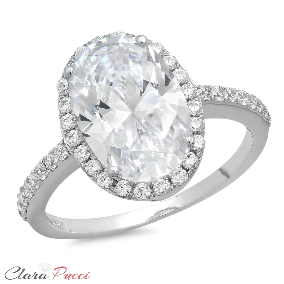 Oval Cut Genuine Cultured Diamond SI1-SI2 I-J 18K White Gold Halo Engagement Ring Z793059