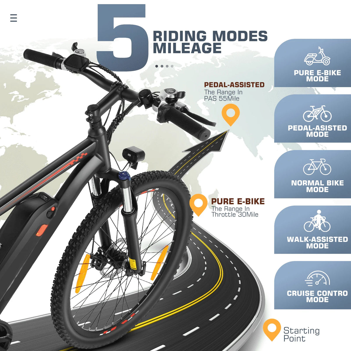 Electric Bike 26 500W 48V 10.4Ah 19.8MPH C554239
