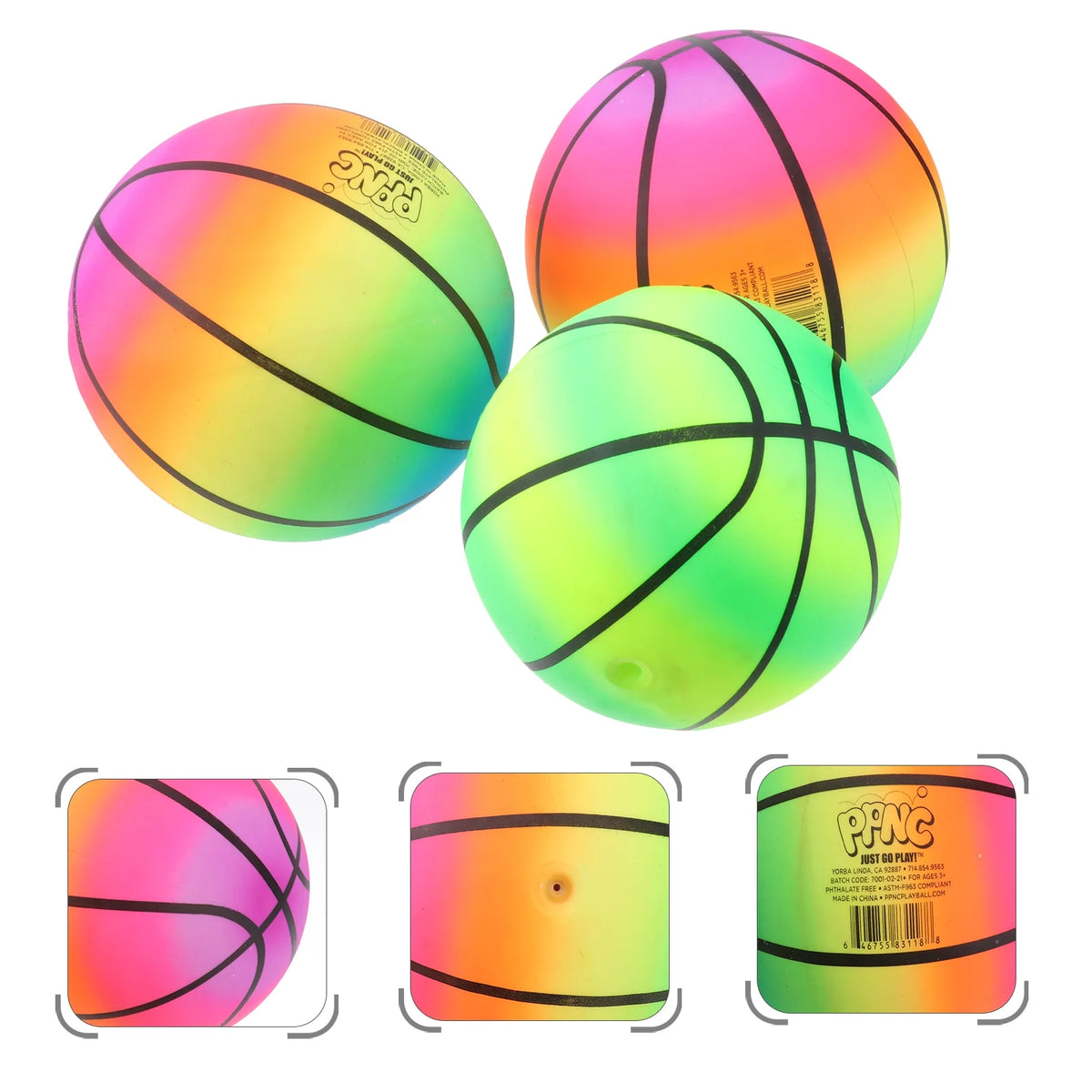 16 CM Rainbow Balls Elastic PVC Beach Play Ball Children Toy X629