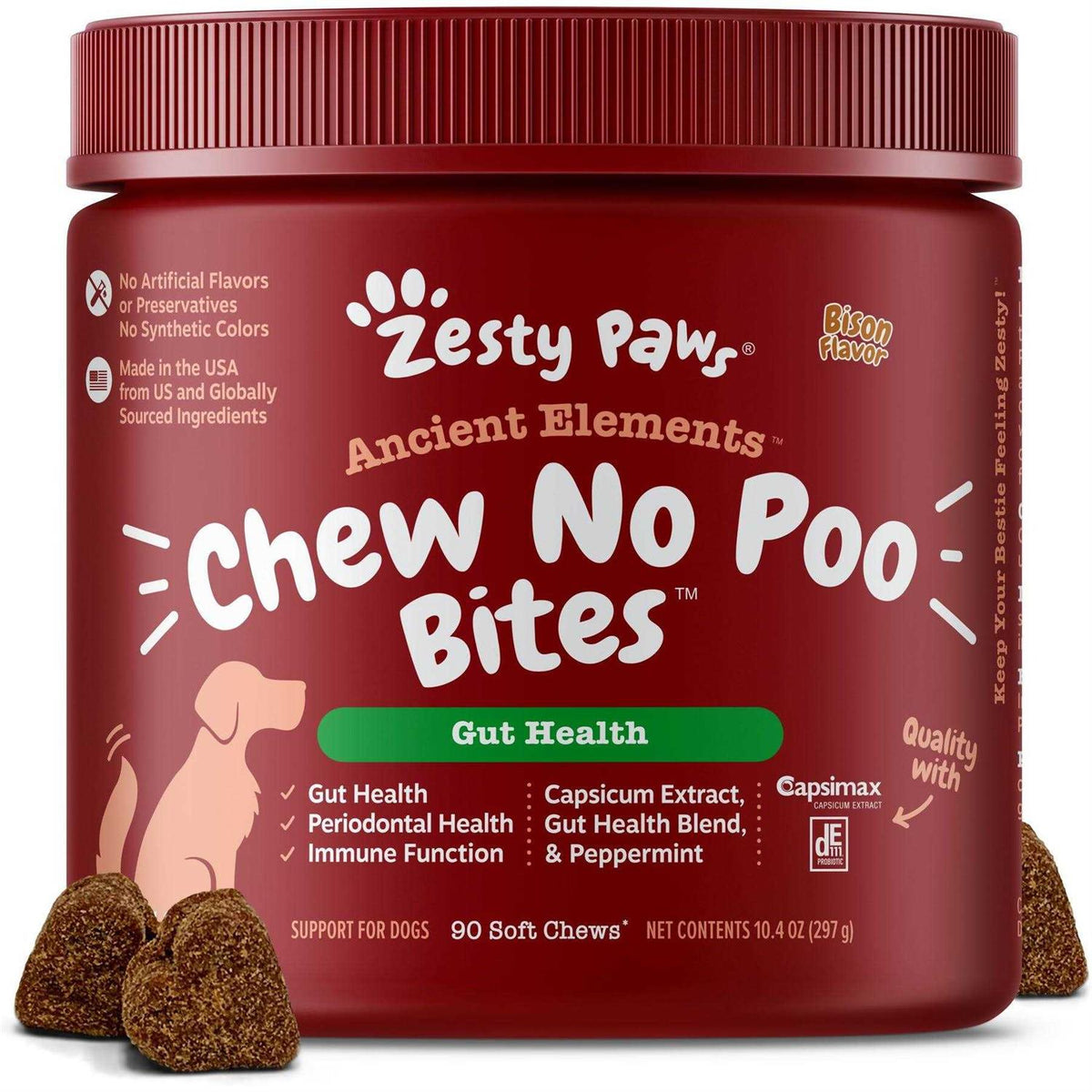 Bison Flavored Soft Chews Stool Eating Deterrent Supplement for Dogs R7864