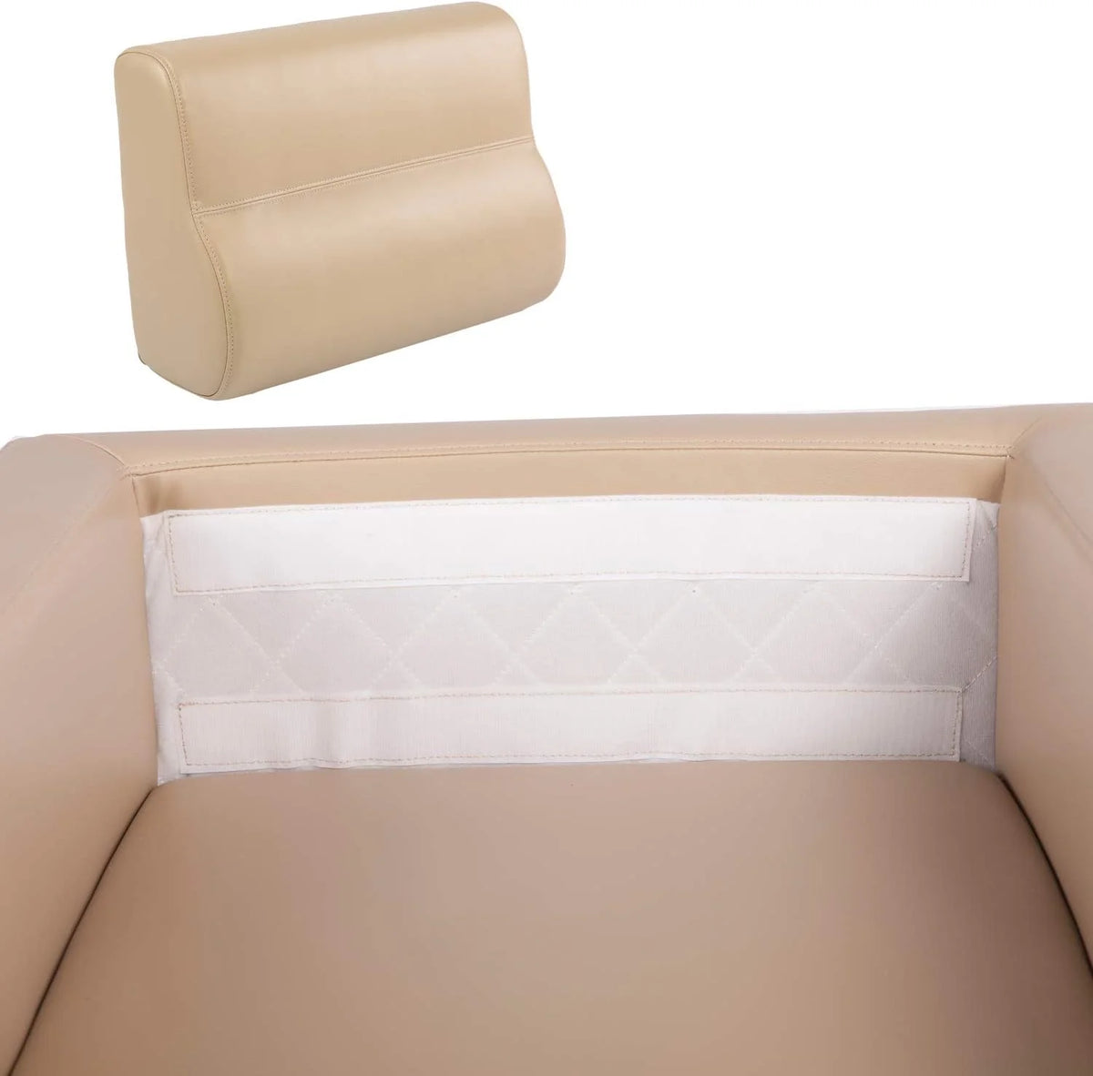 Beige PU Leather Office Guest Chair with Cushion K2199
