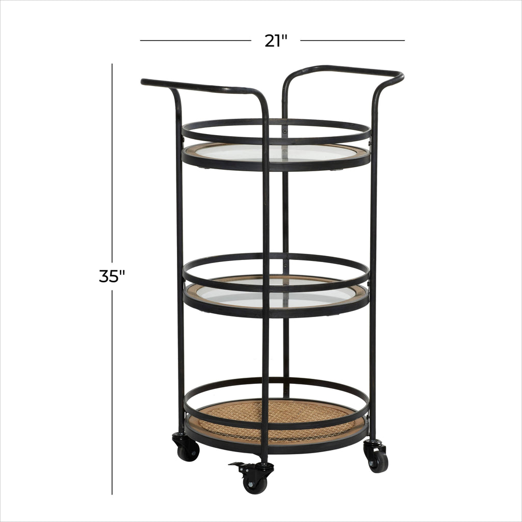 Brown Industrial Metal Bar Cart L55478
