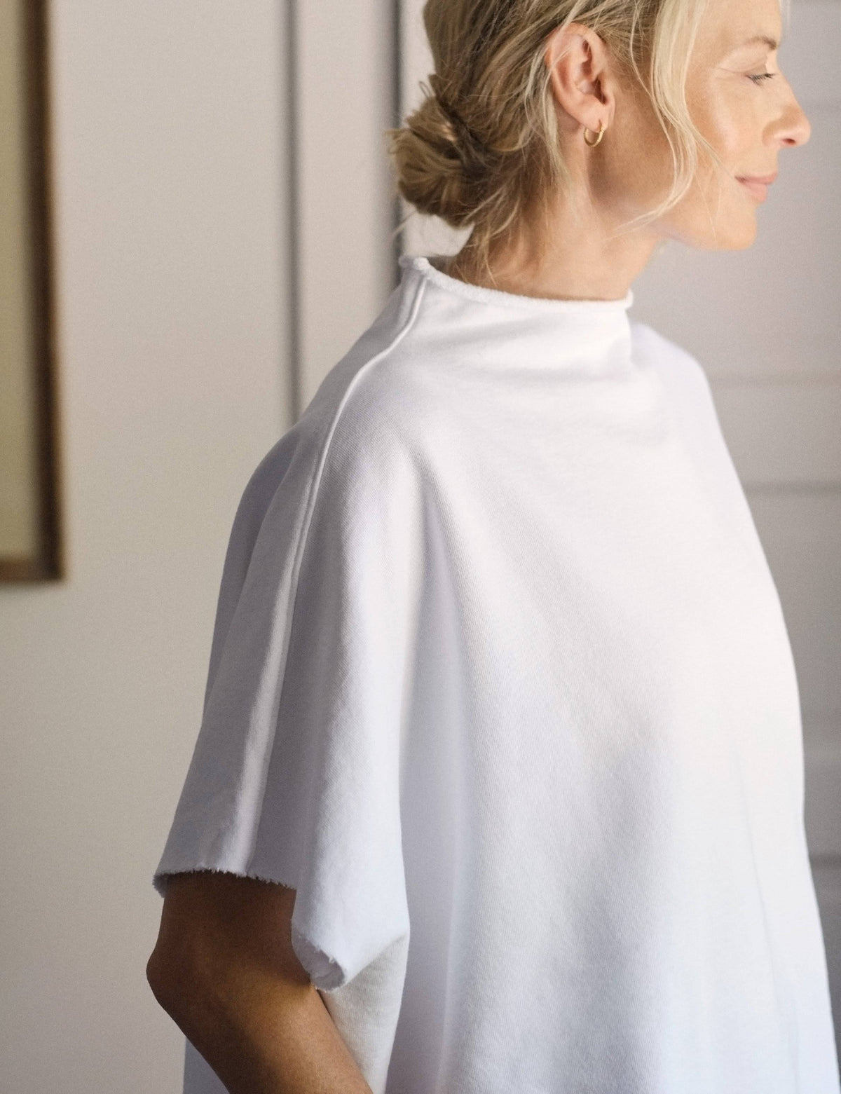 White Funnel Neck Capelet G7370