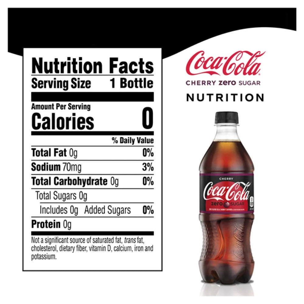 Cherry Zero Soda 20oz Bottles (Pack of 12) D75983
