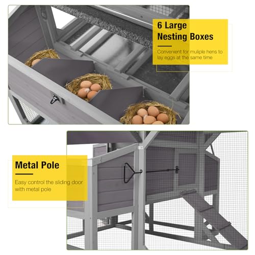Extra Large Wooden Chicken Coop with 6 Nesting Boxes T96355