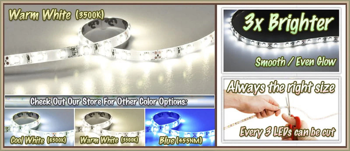 32.8 ft Warm White LED Strip Lighting Kit I520