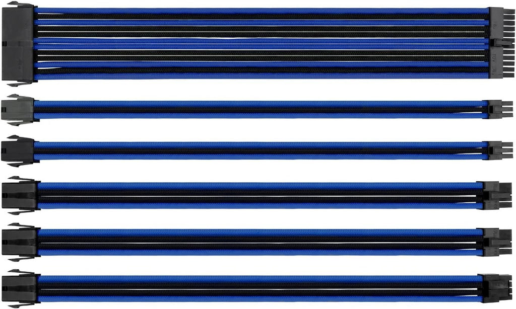 Sleeve Extension Power Supply Cable Kit ATX/EPS/8-pin PCI-E/6-pin PCI-E with Combs, Yellow/Black Y5304