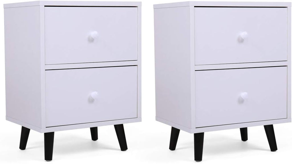 White 2 Drawer Wood Nightstand X695