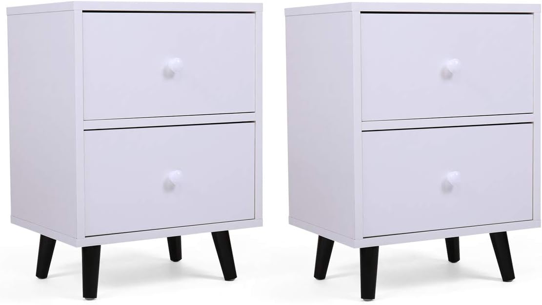 White 2 Drawer Wood Nightstand X695