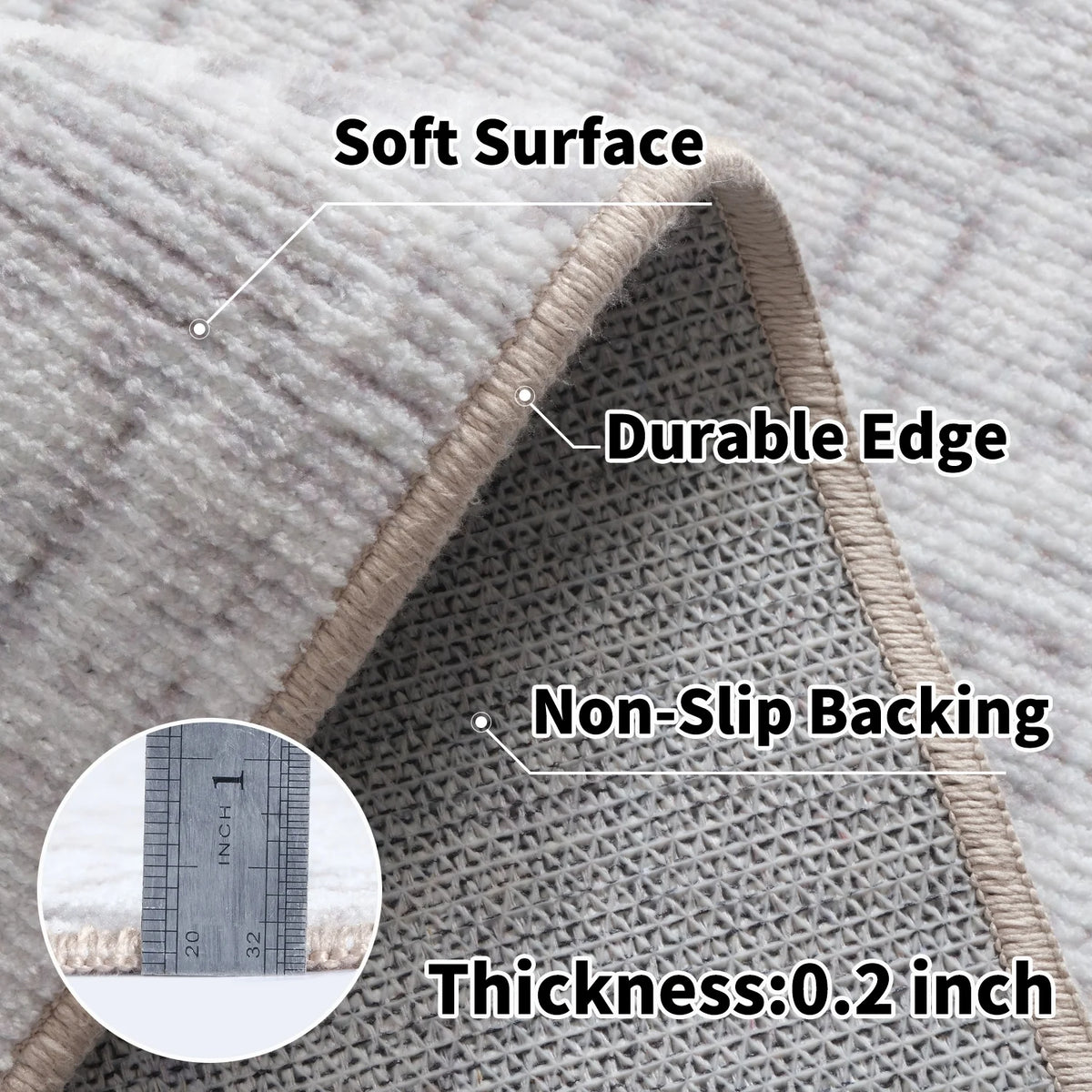 5'x8' Washable Boho Geometric Area Rug Grey T256520