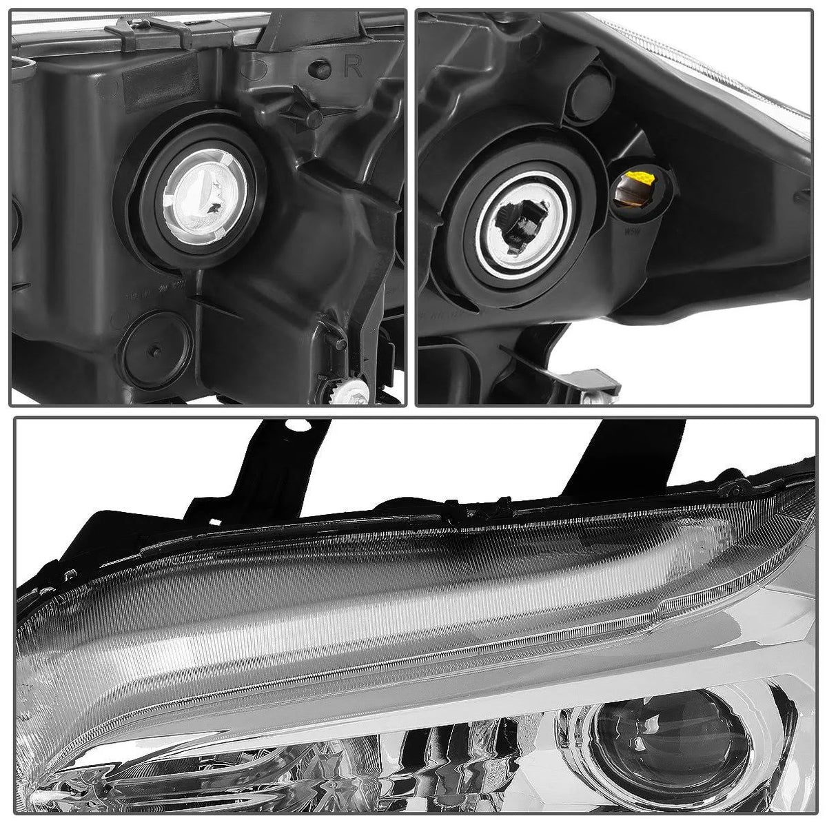 Chrome Housing Amber Projector Headlight Set B5374