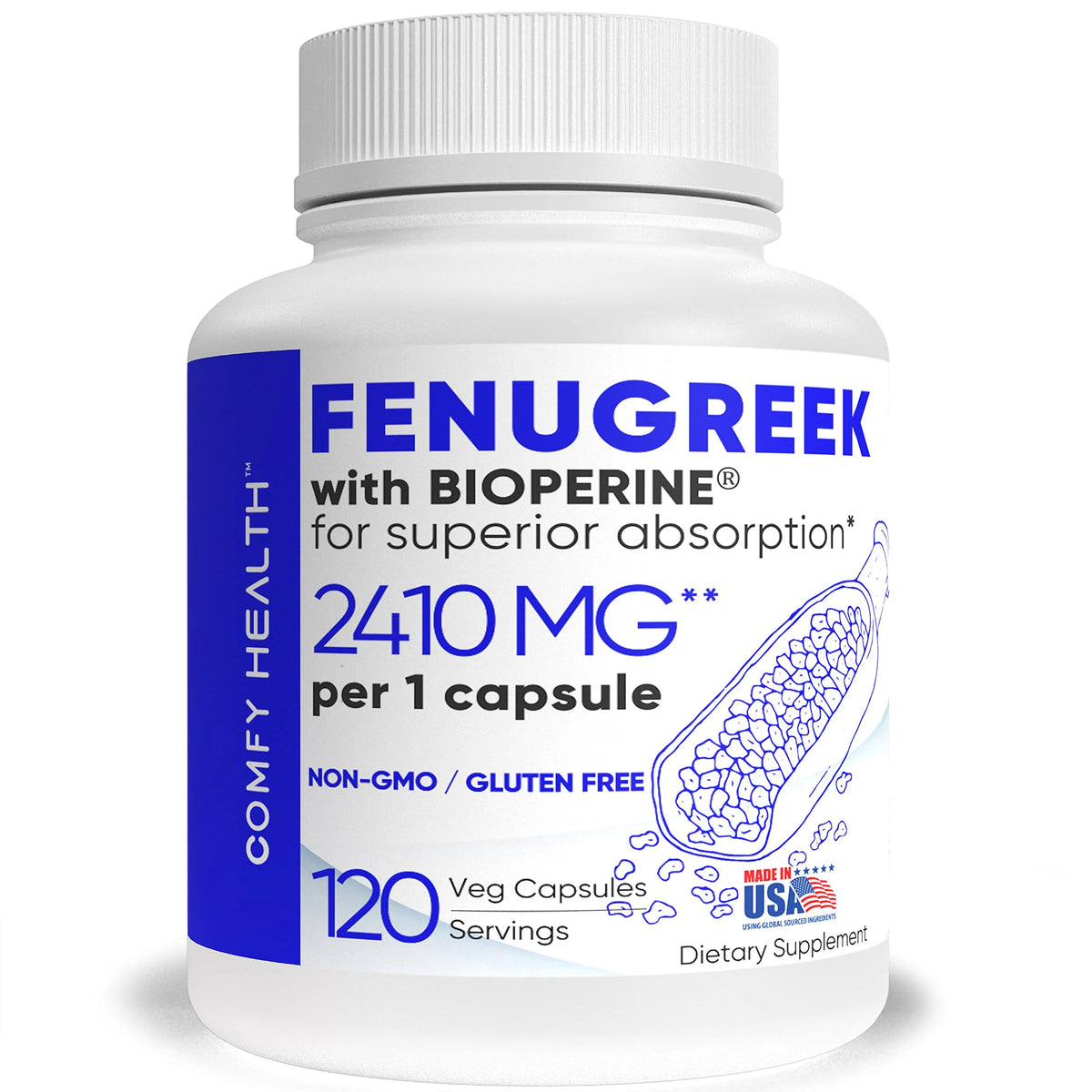 Fenugreek Capsules 2410mg 120 Count P557