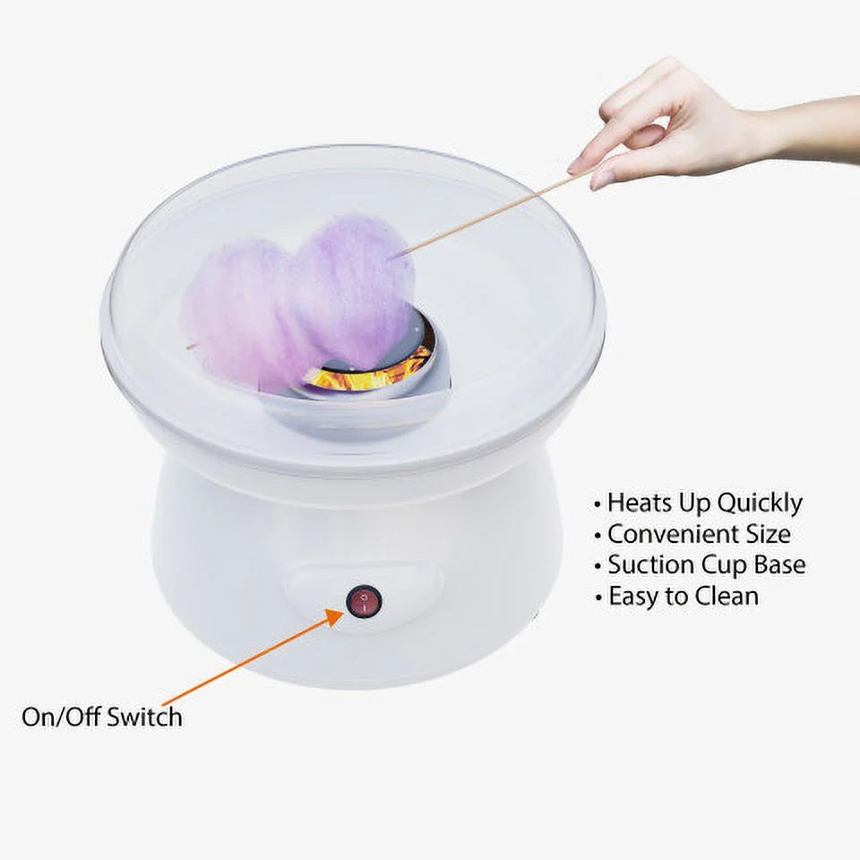 White Countertop Cotton Candy Machine with Scoop and 10 Sticks Q844