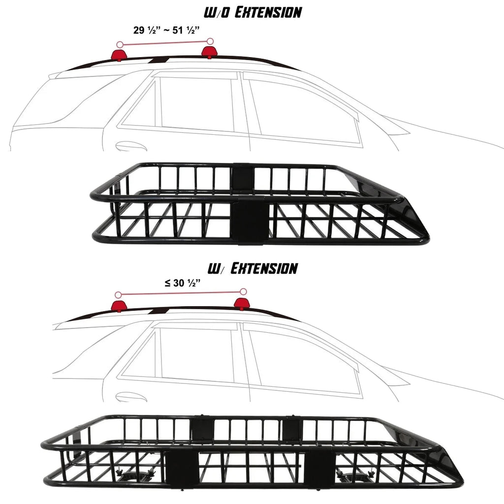 64" Extendable Steel Roof Rack Cargo Carrier Basket X905655