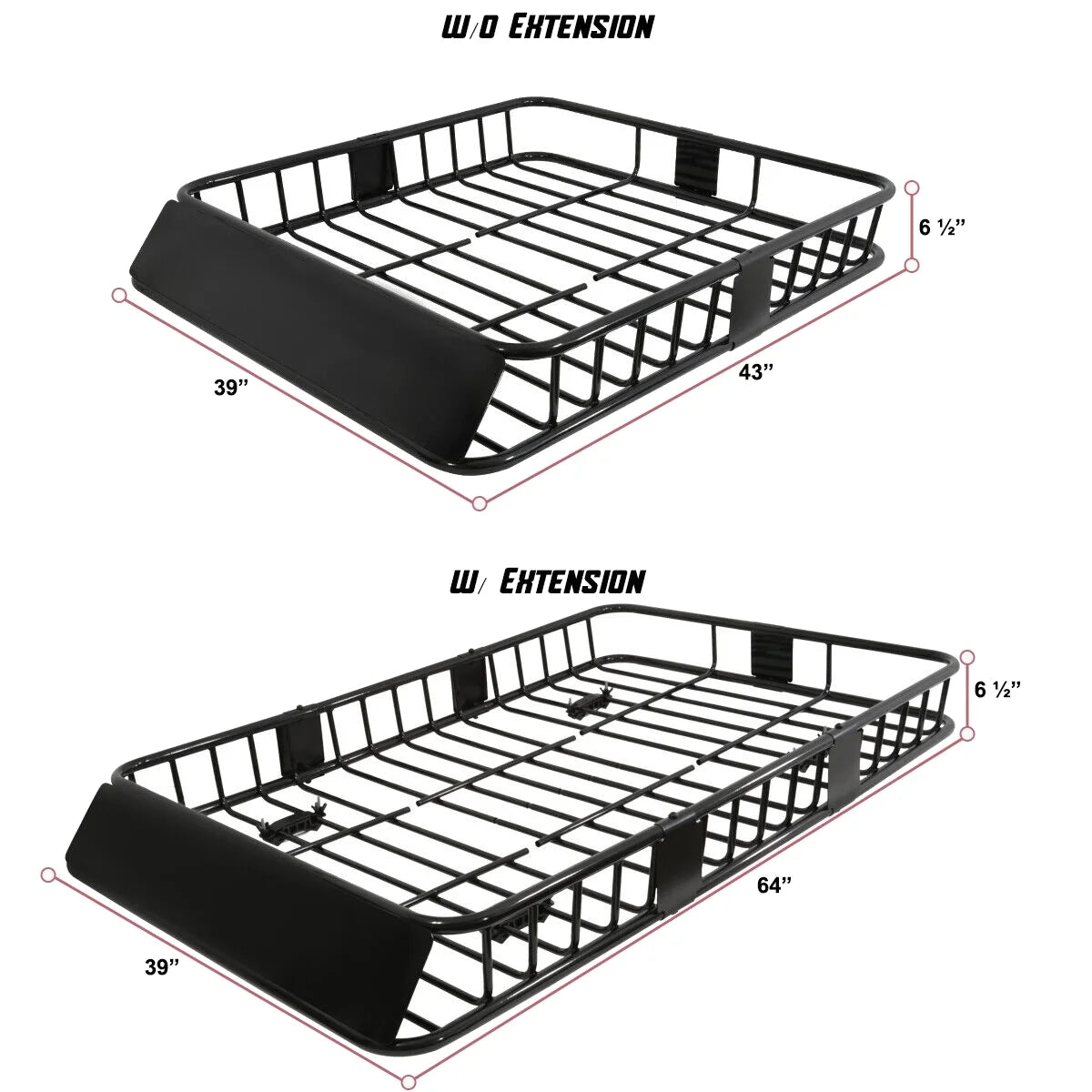 64" Extendable Steel Roof Rack Cargo Carrier Basket X905655