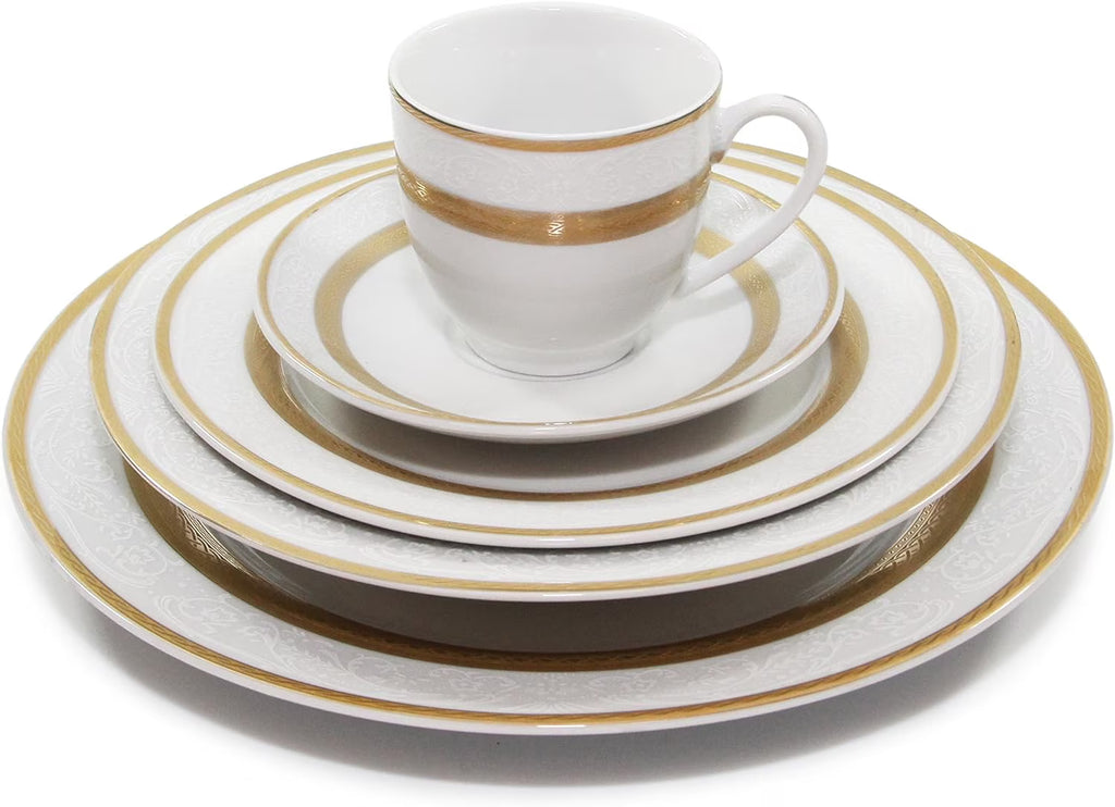 White 24K Plated Porcelain Dinnerware Set I195