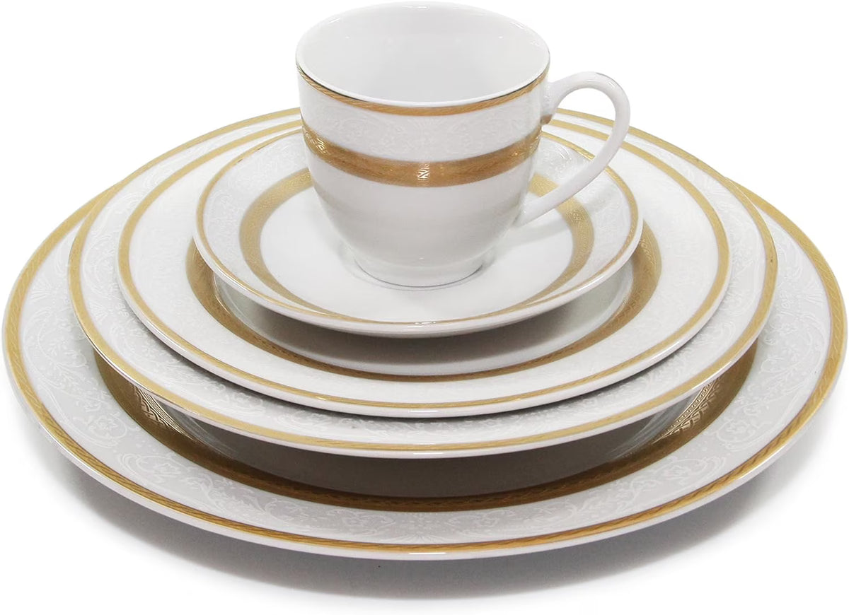 White 24K Plated Porcelain Dinnerware Set I195