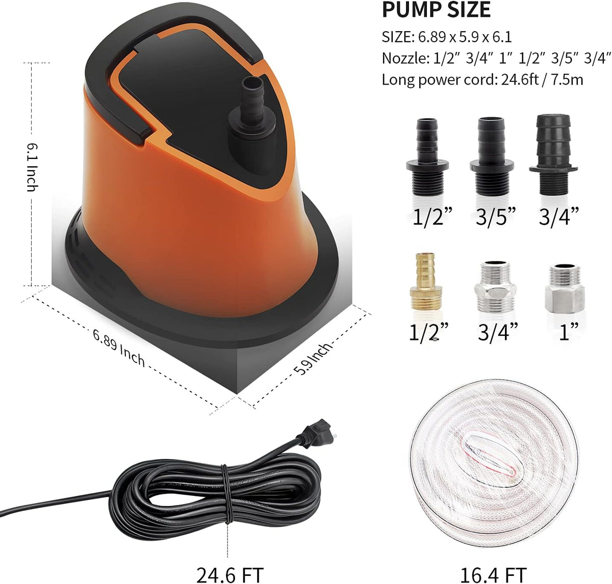 1100 GPH Submersible Water Pump with Adjustable Bottom Filter, Pack of 2 A5827