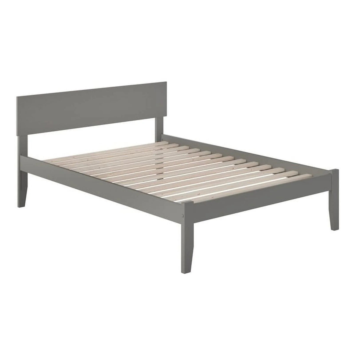 Gray Full Size Solid Wood Platform Bed with USB Charger R731