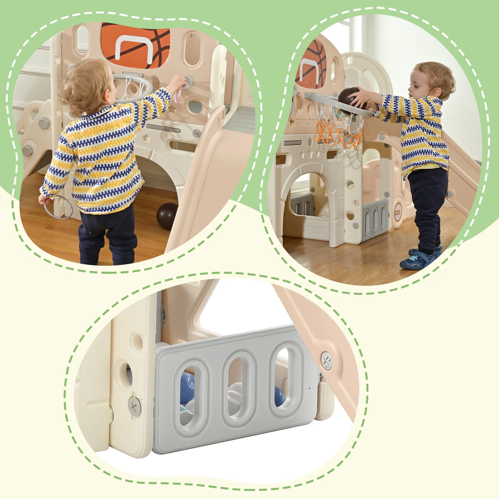 9 in 1 Kids Slide Playset with Basketball Hoop Y2915