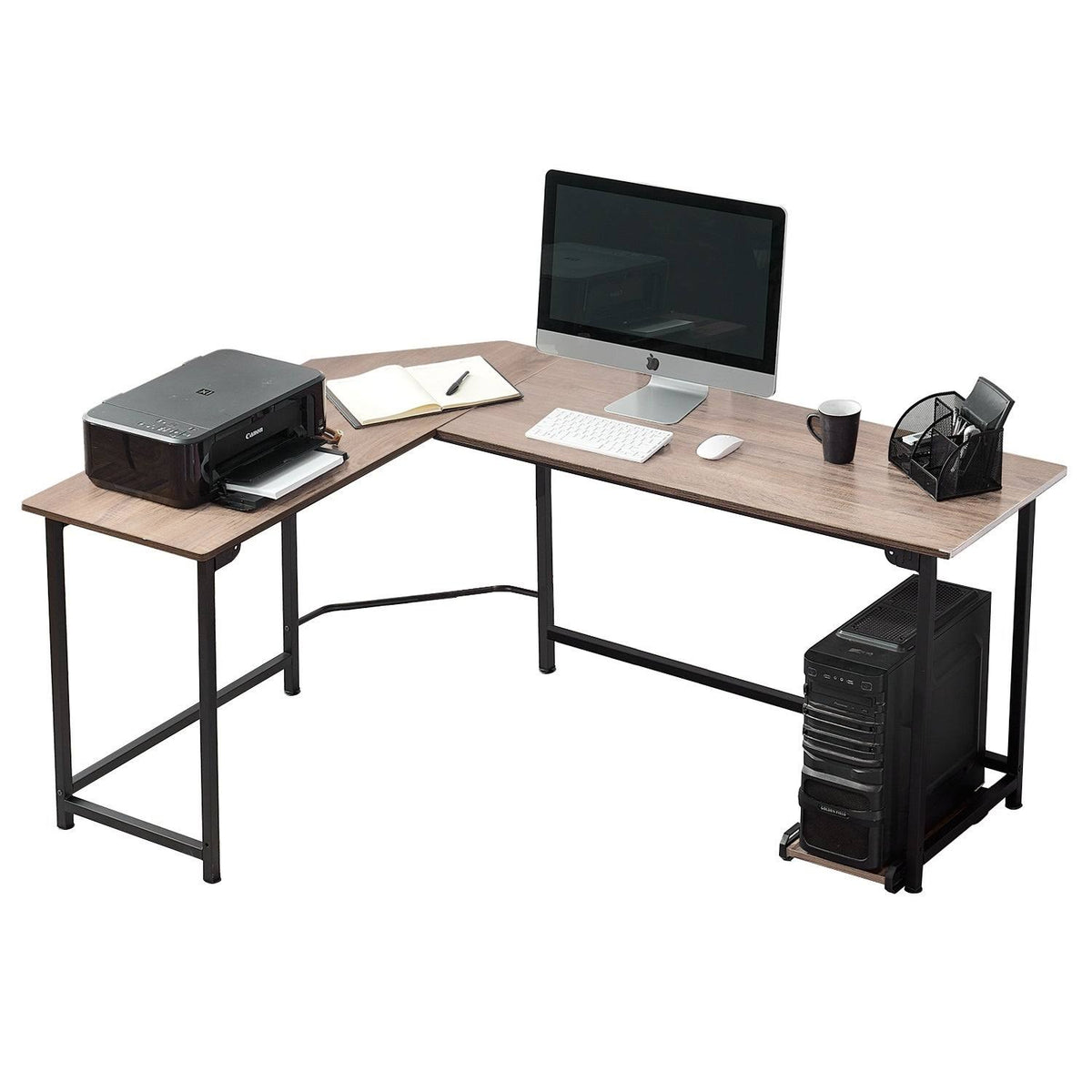 Oak L-Shaped Office Computer Desk W839