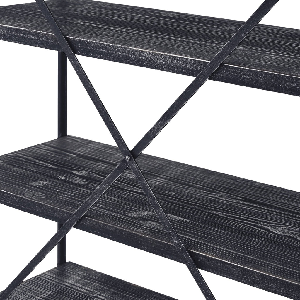Industrial 5-Shelf Bookcase, Black Finish E6226