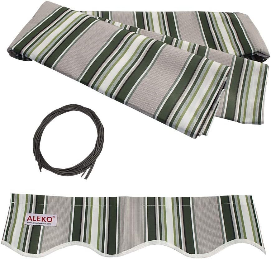 Retractable Motorized Patio Awning 16 x 10 Feet Multi-Stripe Green S348499