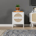 Walnut Rattan Side Table Set of 2 Q26519