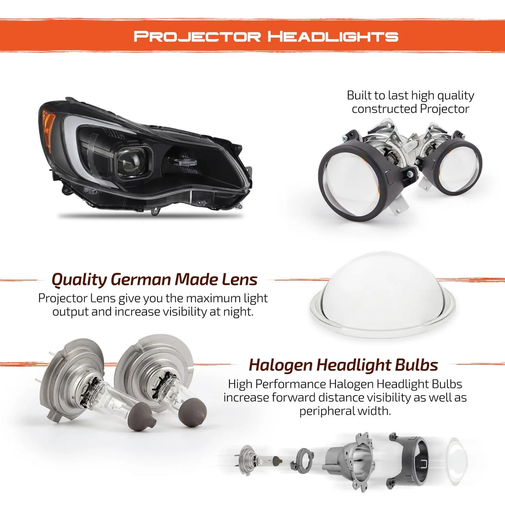 Black Halogen Projector Headlights with Tube Parking Lamp E635