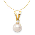 14K Yellow Gold Freshwater Cultured Pearl Pendant Necklace 16'' N3653