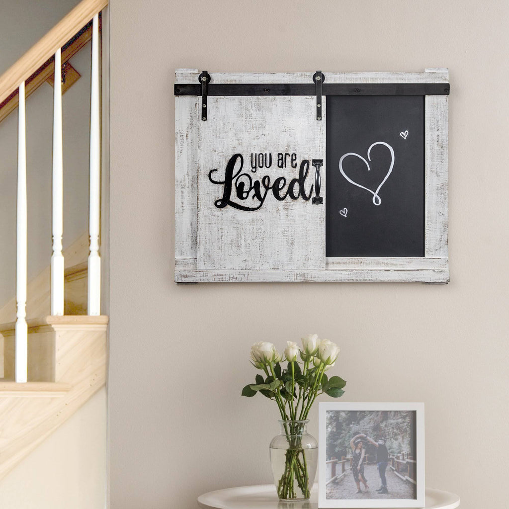 White Wall Mounted Chalkboard Message Board W6794