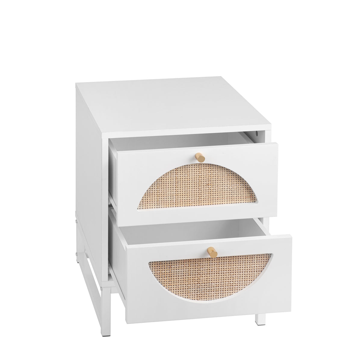 Walnut Rattan Side Table Set of 2 Q26519