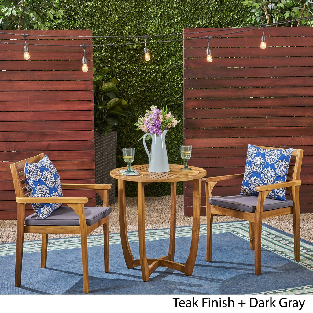 Teak Finish Round Acacia Wood Bistro Set Y4174