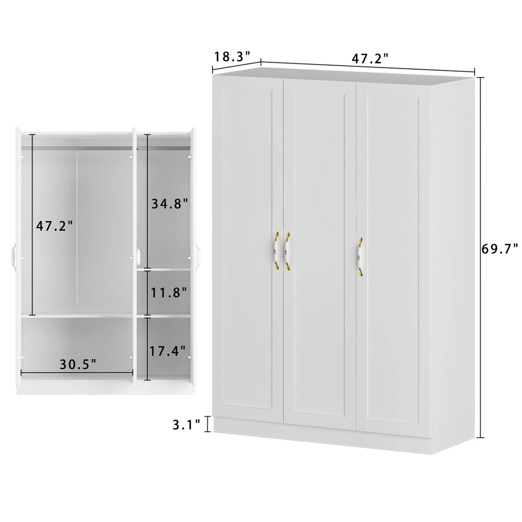47.2"W Freestanding Wardrobe Armoire Closet C36390