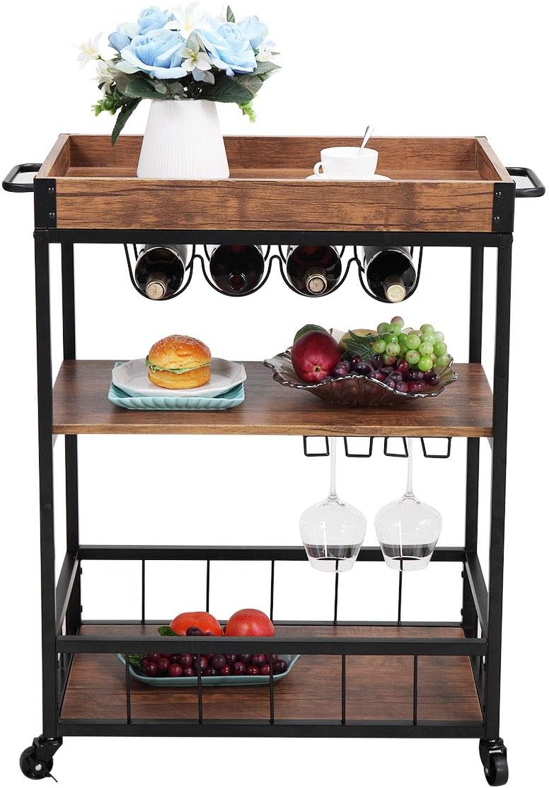 Bar Cart with 3-Tier Storage Shelves B346043
