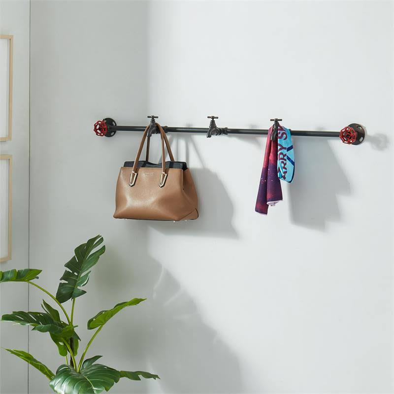 Metal 5-Hook Coat Rack in Sand Black (Set of 2) D83713
