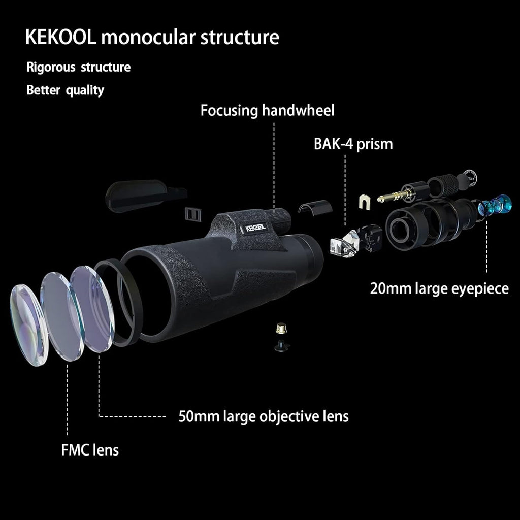 12X50 HD Monocular Telescope with All-Metal Tripod W91469
