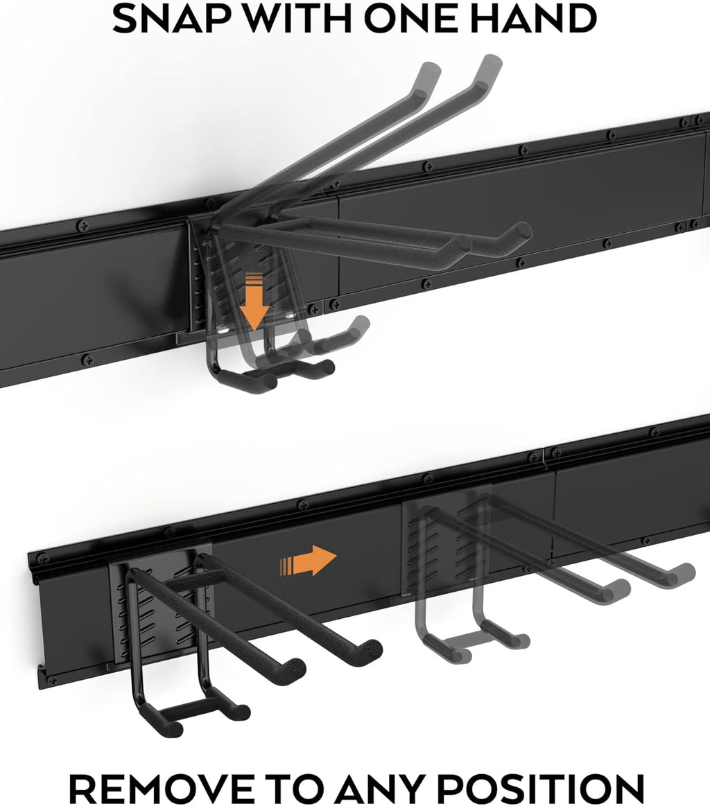 48 Inch Wall Mounted Tool Storage Rack with 6 Adjustable Hooks and 3 Rails Pack of 2 A7961