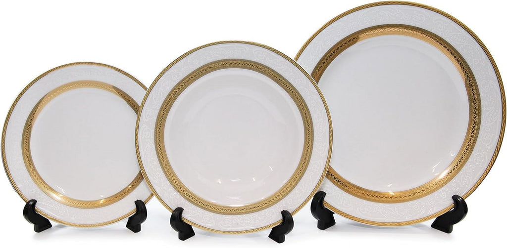 White 24K Plated Porcelain Dinnerware Set I195